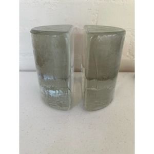 Blenko Handmade Clear Glass Bookends VTG w/ original stickers